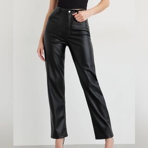 Dynamite Black Faux Leather Straight-Leg Pants